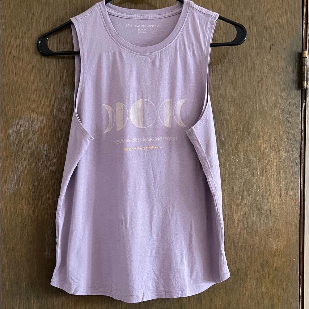 Spiritual Gangster Moon Phase Lavender Muscle Tee Medium